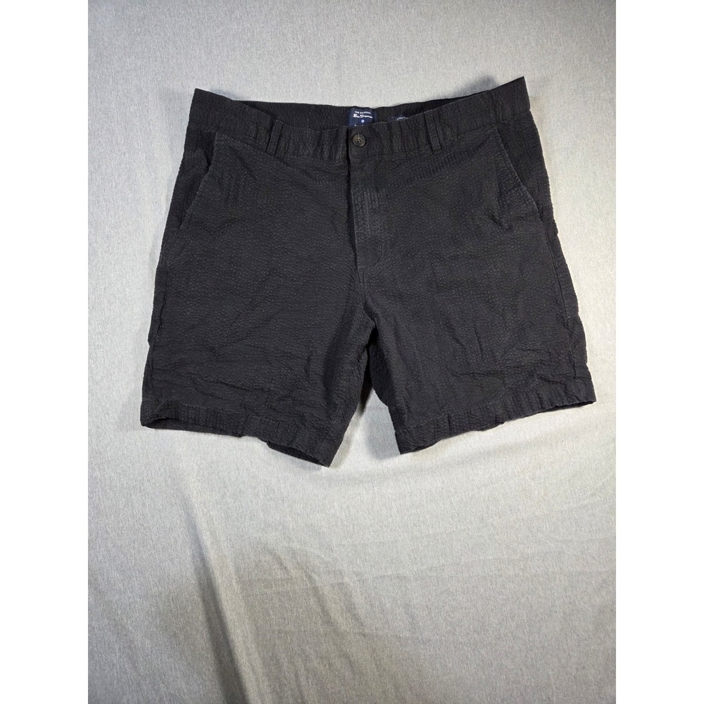 Ben Sherman Mens Black Seersucker Stretch Shorts Regular Fit Size 38W